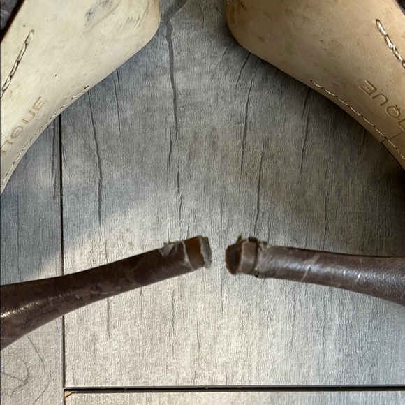 Brown Leather Peep-Toe Strap Ankle Heels, Size 8 - Picture 6 of 12